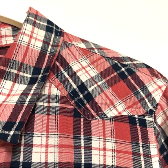 Torrid Plaid Camp Shirt Womens Plus SZ 2X Button Down Red Blue Classic Americana - Picture 4 of 11